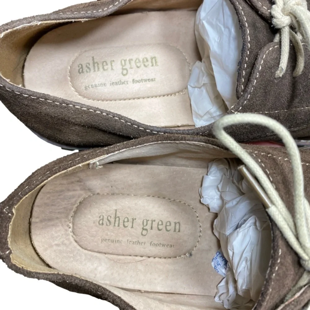 Asher Green-Men’s 11 chocolate brown genuine suede leather Oxford. Sharp! EUC